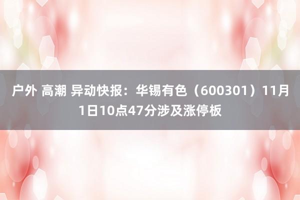 户外 高潮 异动快报：华锡有色（600301）11月1日10点47分涉及涨停板