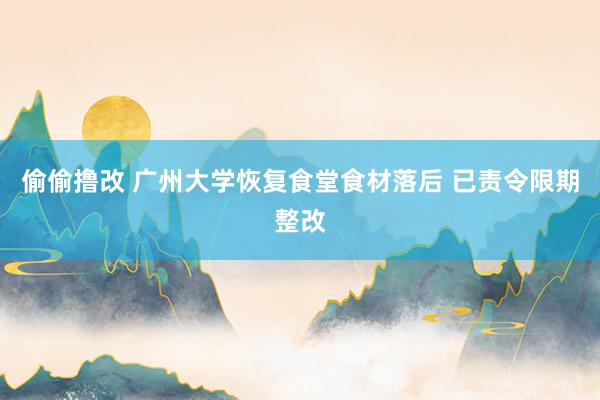 偷偷撸改 广州大学恢复食堂食材落后 已责令限期整改