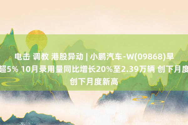 电击 调教 港股异动 | 小鹏汽车-W(09868)早盘涨超5% 10月录用量同比增长20%至2.39万辆 创下月度新高