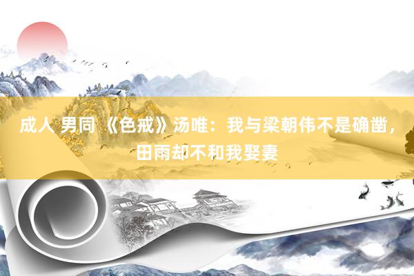 成人 男同 《色戒》汤唯：我与梁朝伟不是确凿，田雨却不和我娶妻