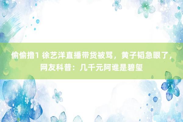 偷偷撸1 徐艺洋直播带货被骂，黄子韬急眼了，网友科普：几千元阿谁是碧玺