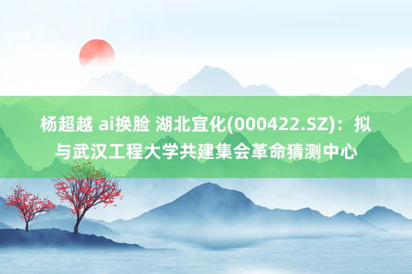杨超越 ai换脸 湖北宜化(000422.SZ):拟与武汉工程大学共建集会革命猜测中心