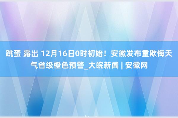 跳蛋 露出 12月16日0时初始！安徽发布重欺侮天气省级橙色预警_大皖新闻 | 安徽网