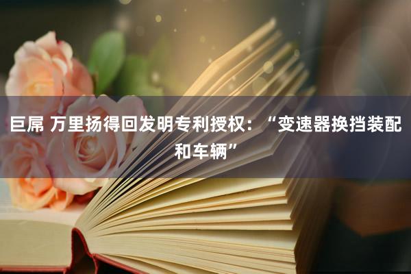 巨屌 万里扬得回发明专利授权:“变速器换挡装配和车辆”