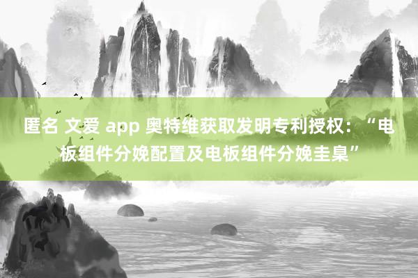匿名 文爱 app 奥特维获取发明专利授权：“电板组件分娩配置及电板组件分娩圭臬”