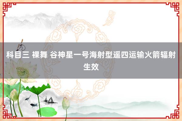 科目三 裸舞 谷神星一号海射型遥四运输火箭辐射生效