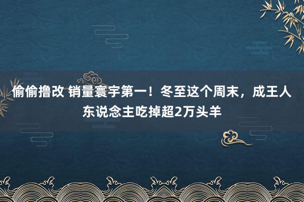 偷偷撸改 销量寰宇第一!冬至这个周末,成王人东说念主吃掉超2万头羊