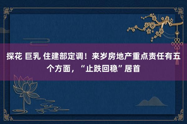 探花 巨乳 住建部定调！来岁房地产重点责任有五个方面，“止跌回稳”居首
