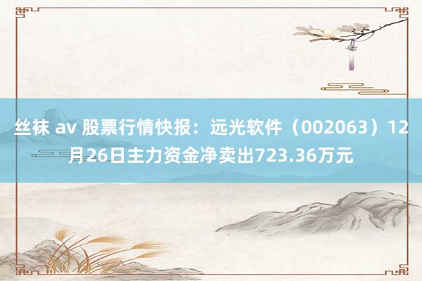 丝袜 av 股票行情快报:远光软件(002063)12月26日主力资金净卖出723.36万元