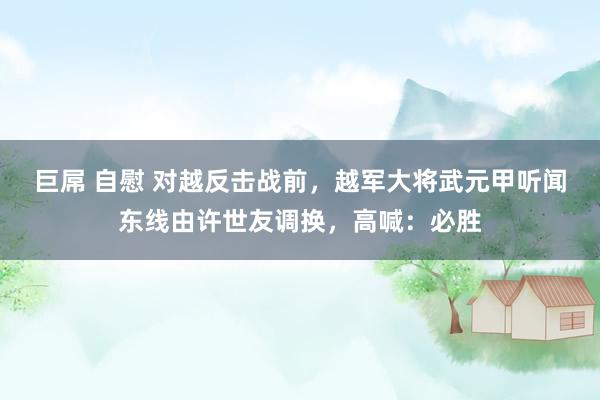 巨屌 自慰 对越反击战前，越军大将武元甲听闻东线由许世友调换，高喊：必胜